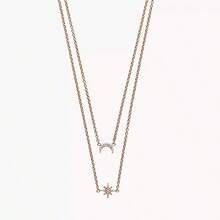 Armani 1 Piece Elegant Layered Rose-Gold-Tone Sterling Silver Necklace Featuring Crystal-Detailed Crescent Moon & Star Pendants – Emporio Armani EG3393221 – Women's Premium Romantic Everyday Glamour For 2025 Trending Looks, Perfect For Gifting, Date Nights, Office Chic, Festival Glitter, And Instagram-Ready Style