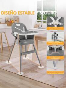 High Chair For Baby Foldable Portable 3 In 1 Color Gray