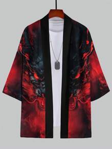 男士休闲开衫，涤纶，休闲夏季风格 - 紅色 - 查看 2