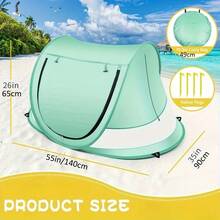 1 Pcs Beach Tent, Large Portable Sunshade Travel Tent, Indoor Play Tent With Mosquito Net, UPF 50+ UV Protection Sun Shelter - 綠色 - 查看 5