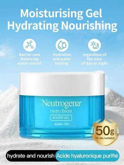 Neutrogena 1 Bottle 50g Korean Laneige Water Bank Moisture Cream, Hyaluronic Acid Hydrating Gel, Suitable For Dry, Oily Skin Types, Daily Moisturizing