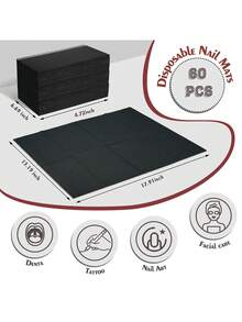 Bộ 200/125/100/50/20/10 miếng lót bàn làm móng dùng một lần, kích thước 13" x 17", khăn lau 3 lớp chống thấm nước cho tiệm làm móng, tấm phủ bàn xăm, dụng cụ làm móng nghệ thuật (Màu đen) - màu đen - Xem 4