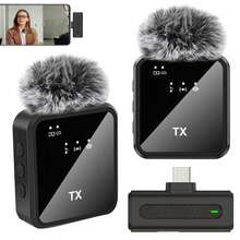 2pcs Wireless Lavalier Microphone, Compatible With IPad, Professional Clip-On Microphone, Plug And Play, With Noise Cancelling Cover, Plug And Play Professional Noise Cancelling Recording Clip-On Microphone, 2.4G Ultra-Low Latency, Built-In Noise Cancelling Chip, Suitable For Video Recording, Interviews, Podcasts And Vlogs, 300mAh - YJH-f15-mKF - View 3