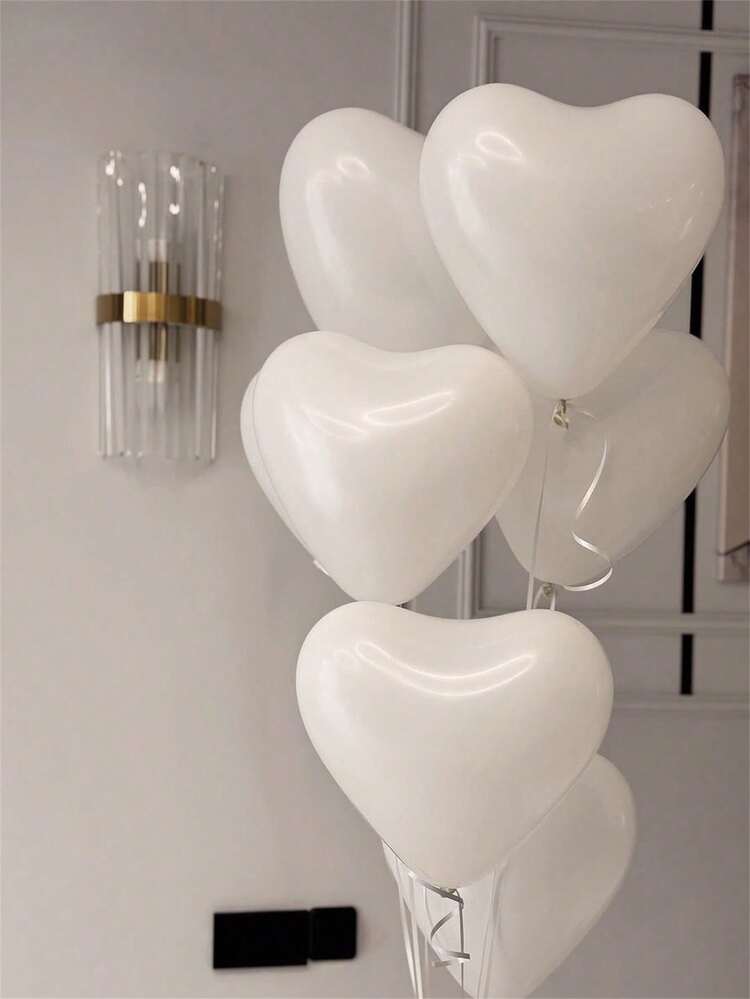 20pcs/10pcs White 10-Inch Heart Shaped Latex Balloons, Suitable For Birthday Party Decoration, Valentine's Day Decoration, Proposing To Lover, Engagement Decoration, Wedding Decoration, Room Decoration, Outdoor Photography Props, Christmas Decorations, Christmas Home Decor - White - View 3