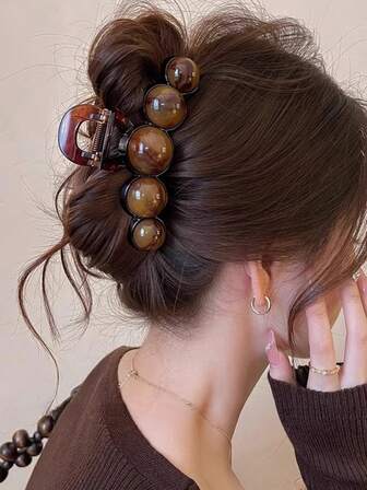 1pc Fashion Pearl Large Simple Elegant Acrylic Hair Claw Hairpin, Suitable For Party, Commute, Outfit Matching, Hair Accessories Hair Accessories Fall Claw Clip Fashion Hair Clip Autumn Hair Clutch Winter Accessories For Vacation Outfits Woman