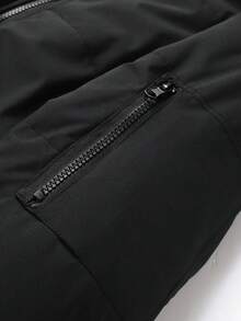 Men's Autumn/Winter Outdoor Casual Sports Fashionable Hooded Jacket, Front Zipper, Multi-Pocket, Thick Plush Lined, Suitable As Gift For Boyfriend, Husband, Father