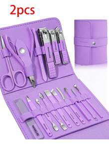 16pcs Professional Stainless Steel Manicure And Pedicure Set, Includes Nail Clipper, Scissor, Ear Pick And Travel Kit, Foot And Beauty Care Tools For Experts