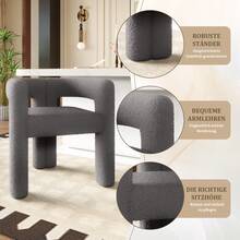 Ergonomic Armchair With Premium Teddy Pile, Unique Design, Maximum Comfort And Versatility The Modern, Multifaceted Armchair Is Robust, Stylish And Can Be Assembled In No Time - Màu xám đen - Xem 2