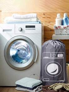 Large Capacity Drawstring Laundry Bag (Washing Machine Print) - Heavy Duty For Travel, Dorm, School & Home Organizer. Oversized Washing Machine Graphic Laundry Sack, Reinforced Tie-Closure Garment Pouch, Machine-Cleanable Travel Clothes Organizer Closet Organization And Storage Bedroom