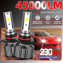 2 个 H1 H7 H11 9005/HB3 9006/HB4 H4 H13 LED 汽车大灯灯泡，6000K 冷白，230W，45000LM，超亮 CSP 芯片，内置高速涡轮静音风扇，亮度增加 800%，使用寿命超过 50,000 小时 - 銀灰色 - 查看 17