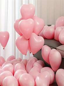 20pcs 10-Inch Pink Heart Shaped Latex Balloons, Suitable For Birthday Party Decoration, Valentine's Day Decoration, Proposing To Lover, Engagement Decoration, Wedding Decoration, Room Decoration, Outdoor Photography Props, Christmas Decorations, Christmas Home Decor - Pink - View 5