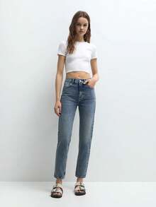 The Petite Slouchy Jeans 2.0 Women's Modern Skinny Jeans Mid-Rise Stretch Denim Slim Fit Leg Pants With Pockets Tummy Control Butt Lift - 藍色 - 查看 1