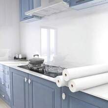 1卷白色自粘门壁纸边框贴纸 - 乙烯基修复和装饰破损木门、厨房装饰翻新、壁纸剥离粘贴和遮盖瑕疵、浴室装饰门墙贴墙面装饰卧室客厅装饰墙面装饰 - 白 - 查看 5