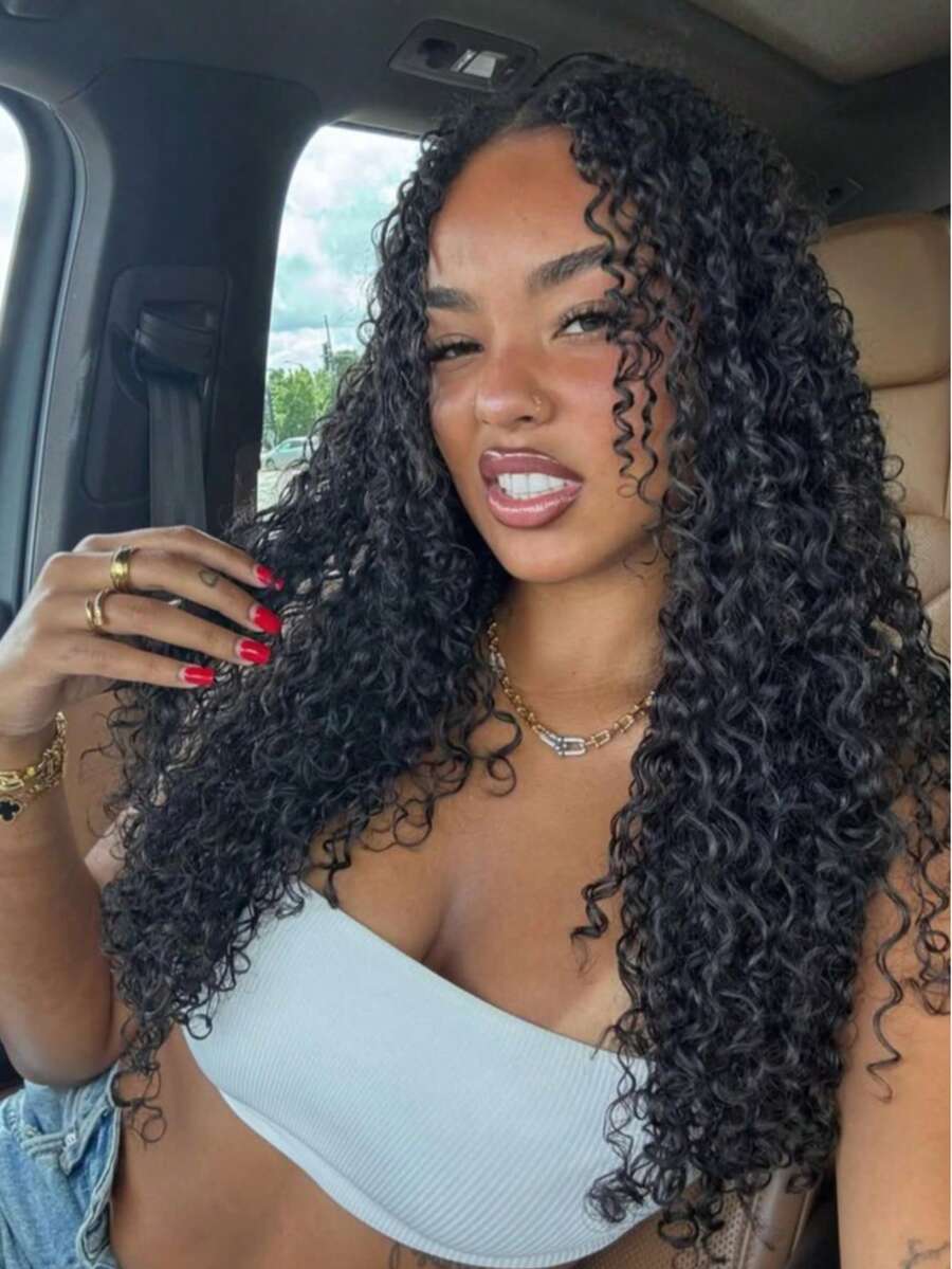 Uveous Long Jerry Curly Half Wig Human Hair 3 In 1 Wigs Flip Over Drawstring Glueless Wig Ready To Go Beginner Friendly Seamless Clip In Wigs Natural Black Color 28 Inchh - Natural Black - View 1