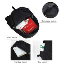 NetHong New Casual Large Capacity Backpack Fashion Solid Color Simple School Bag Outdoor Travel Laptop Rucksack UK - Black - View 6