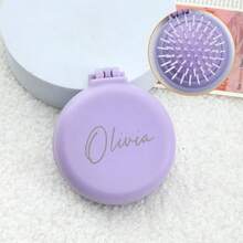 Customized Air Cushion Comb, Cute Candy Color Air Cushion Comb, Personalized Mirror Comb Set, 7 Color Options, Mini Portable Folding Air Cushion Comb, Home Massage Comb Mirror Integrated Hair Brush Christmas Beauty Accessories - Multicolor - View 8