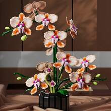 1000pcs 2025 New Orchid Assembly Building Block Set, Mysterious Elegant Flower Arrangement Adult Puzzle Toy, Realistic Flower Home Decor, Valentine's Day Mother's Day Gift