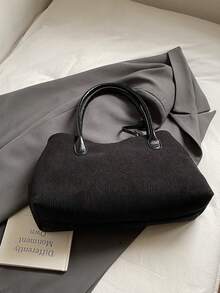 1 Stück Damen Shopper mit hoher Kapazität, Damen PU-Leder Schultertasche, Handtasche für Mädchen, klassisch, einfach, Designer, Business-Stil, Mode-Pendlertasche, schwarz, weiß, braun, silber