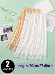 3件/2件/1件 包臀内衬裙 打底裙 防走光裙 多色 纯色 春夏款 防透防走光 中长裙 内衬裙 蕾丝底 防静电半裙 松紧腰带 适合偏胖女生 适合日常穿着 - 彩色 - 查看 38