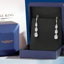 Gem Stone King 3-Stone Leverback Drop Dangle Earrings Women |   925 Sterling Silver |   Gemstone Birthstone |   Oval 8X6MM 7X5MM And 6X4MM |   Fine Jewelry Gifts Her Mom Women Wife - 白色托帕石,十一月 - 查看 5