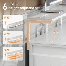 HLDIRECT 47 Inch Computer Desk With 8 Storage Drawers, Gaming Desk With LED Lights & USB Power Outlets, Home Office Table With Monitor Stand, Study Writing Work Table For Bedroom - View 7