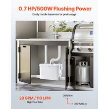 Macerator Pump, 500W, 29 GPM Flow, 26 Ft/8 M Head, Macerator Sewerage Toilet Pump With 4 Water Inlets, Waste Water Disposal Upflush Machine For Kitchen, Basement, Shower, Sink, Laundry, Bathtub - US A Type Plug(110-127V) - View 4