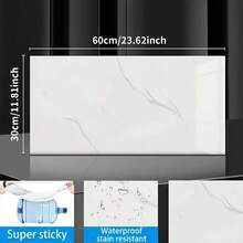 10/20/50片装自粘墙砖,仿大理石纹理壁纸,PVC发泡墙贴,防水防潮,易清洁易裁剪,可移除,适用于浴室、客厅、厨房、卧室、卫生间墙面装饰 - 彩色 - 查看 4