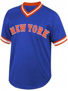 Personalisiertes Namen- und Nummern-Herren Baseball Trikot New York Blau V-Ausschnitt, personalisiertes kurzärmeliges Knopfhemd für Partys, Training, Sport Tops Größe S-XXL