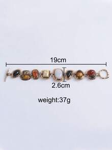 1 chiếc vòng tay phong cách Bohemian cổ điển ZA mới, vòng tay thời trang nữ bằng kim loại vàng, mặt dây chuyền dạng dây rỗng, mặt dây chuyền bằng nhựa, có thể cá nhân hóa (màu nhựa ngẫu nhiên) - Vàng - Xem 2