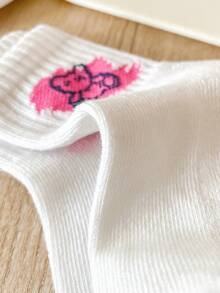 5双儿童涂鸦爱心熊袜子适合日常搭配男童女童儿童袜子 - 彩色 - 查看 11