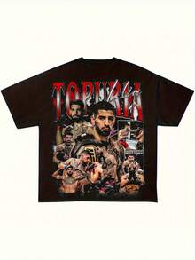 's Vintage Retro Style El Matador MMA Graphic T-Shirt Championship Belt And Dynamic Fighting Stance Design, Regular Fit Casual Tee, Machine Washable, Short Sleeve Shirt, Motivational Sportswear - Black - View 6