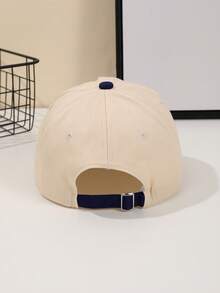 1 件男士卡其色字母“C”软顶可调节棒球帽，休闲学院风，适合日常运动装