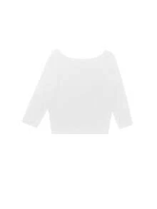 宽松百搭露肩长袖 T 恤，休闲优雅上衣，春夏 - 白色 - 查看 8