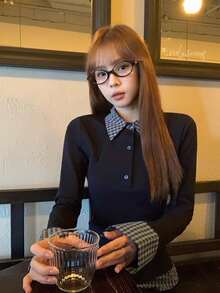 女式 Polo 领二合一长袖 T 恤，修身设计