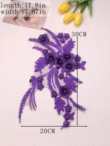 Handgefertigte 3D bestickte Perlenblumen Dekorative Applikationen, DIY Kleidungszubehör, Brautkleid Verzierungen, Größe: 30cm x 20cm