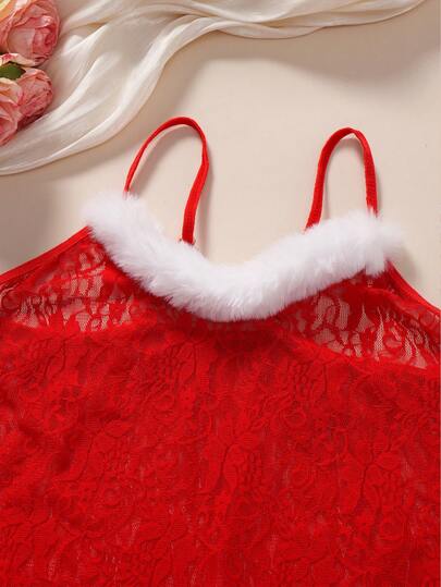 Pieces ,Red, Presents,Sheer Slit,Babydolls,Sexy Lingerie Dress, Verleidelijke Set view 8