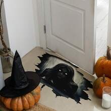 Halloween Wall Decals 2 Sheets Set Spooky Female Ghost PVC Peel And Stick Flat Halloween Wall Stickers - Black - View 3