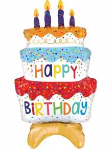 生日快乐气球立式生日快乐气球，加厚大号生日快乐铝箔聚酯薄膜气球适用于生日派对淋浴装饰用品（蛋糕和盒子形状），圣诞节