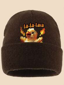 1pc "La-La-Lave Ch-Ch-Icken" Pixel Turkey Print Knit Beanie Hat, Multi-Color Options, Suitable For Outdoor Sports, Casual, Fishing, Parties, A Comfortable Commuting Warm Hat, Suitable For Cycling And Outdoor Activities In Cold Black Weather, Sports Accessory - A - View 13