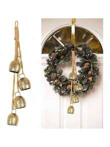 Decorative Bells, Christmas Decorative Bells, Metal Indoor And Outdoor Blessing Bells, 4-Piece Sets Of Harmony Bells, Vintage Handmade And Rustic Lucky Christmas Bells Hang On The String Home Decor Christmas Decorations Room Decor Winter Christmas Decorations Home Christmas Gifts Christmas Decor - Multicolor - View 1