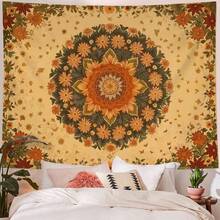 Boho Mandala Tapestry Wall Hanging Bohemian Floral Flower Medallion Tapestry Aesthetic Wall Art Large Green Yellow Hippie  Tapestries, Vintage Wall Decor Banner For Living Room Bedroom Dorm Home Decor(40x30inch/60x40inch/60x51inch/80x60inch) - Vàng Xanh Lá Cây - Xem 2