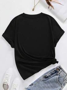 Camiseta negra para hombre de 100% algodón, material de algodón, estilo casual confortable y perfecta para combinar - Negro - Ver 6