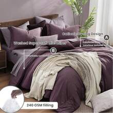 Comforter Set - 7 Pieces Bed In A Bag Queen Bedding Sets With Comforter, Sheets, Pillowcases & Shams, Reversible Bedding Comforters Sets - 義大利李子 - 查看 3