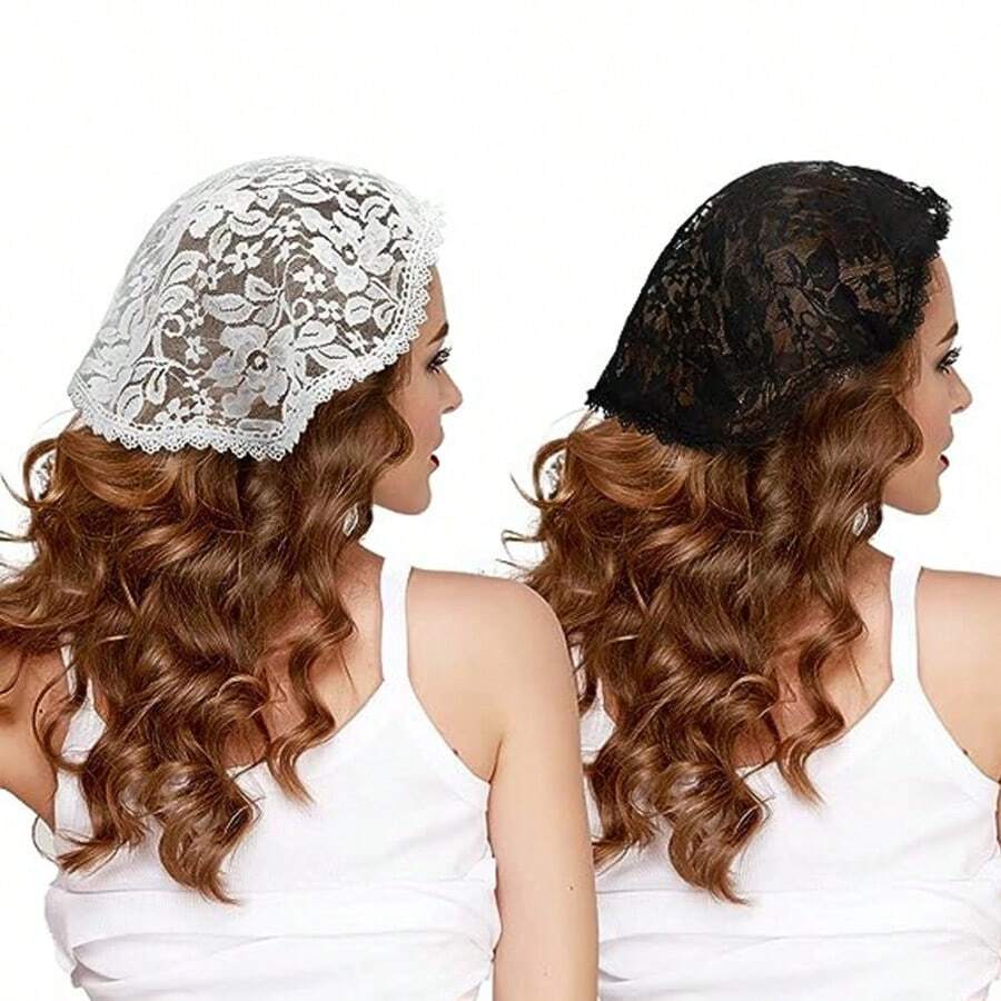1 kurzer weißer Schleier Hijab Spitze Hut mit Rosenbestickung, einfarbig rund, Kopftuch für Kirchenveranstaltungen, geeignet für Hochzeitsanlässe