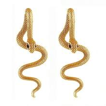 1 对高品质电镀金蛇形耳环，耐用防紫外线，朋克风格，适合万圣节
