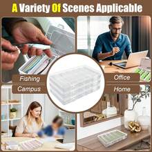 1/2/4 Pcs 6 Grids Tackle Box Organizer, Plastic Organizer Box, Compartment Storage Box, Small Items And Craft Organizer For Lure Bait Hooks Storage Screws Nail Pins