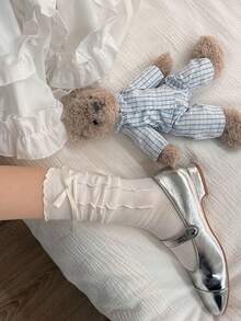 زوج جوارب فوق الركبة مزين بشريط الفيونكة، خريف