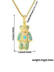 Colar com pingente de urso de pelúcia cravejado de zircônia requintada, estilo minimalista de luxo