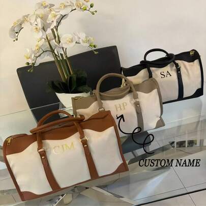 Customized Letter Travel Duffle Bag, Large Capacity Hand Bag, Tote Bag For Maternity Hospital, Gym, Canvas, Multifunction, Versatile, Large Capacity, Lightweight, Functional, Practical For Dorm Rooms, For Teacher, For Boys And Girls, For Teenagers, Junior High School Students, Middle School Students, High School Senior High School Students, College Students, University Students, Freshman, Sophomore, Underclassmen,Delicate Romance, Bags & Luggage,Customized Travel Bags