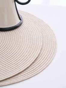 1/4/6/12 miếng lót đĩa tròn PP phong cách Bohemian, màu trơn, chống trượt, chịu nhiệt, hoàn hảo cho sử dụng hàng ngày, ngày lễ, họp mặt gia đình, tiệc Giáng sinh, bữa tối, bàn cà phê, trang trí nhà cửa, mọi mùa - Màu be - Xem 8